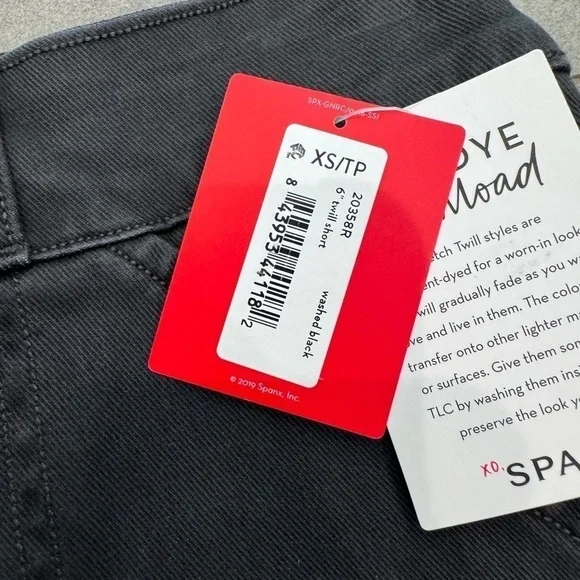 NWT Spanx Twill Stretch Short washed Black High Rise Size XSmall - Picture 7 of 9